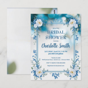 blue and white Chinoiserie antique bridal shower Postcard