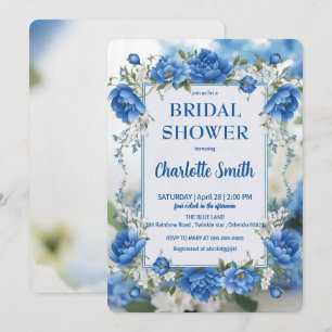 blue and white Chinoiserie antique bridal shower Save The Date