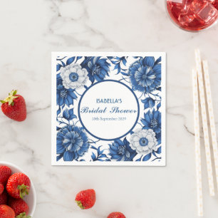blue and white Chinoiserie antique Pattern bridal  Napkin