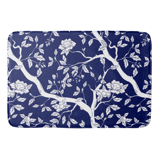 Blue and White Chinoiserie  Bath Mat (Front)