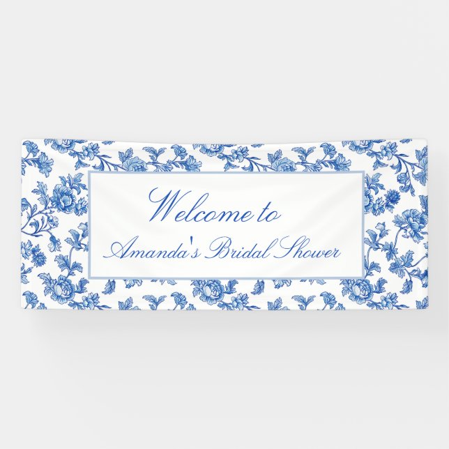 Blue and White Chinoiserie Bridal Shower  Banner (Horizontal)