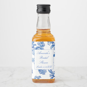 Blue and White Chinoiserie Bridal Shower Liquor Bottle Label