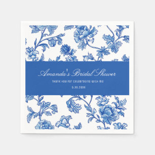 Blue and White Chinoiserie Bridal Shower  Napkin