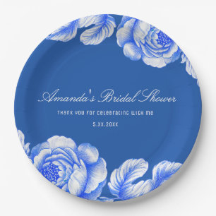 Blue and White Chinoiserie Bridal Shower  Paper Plate