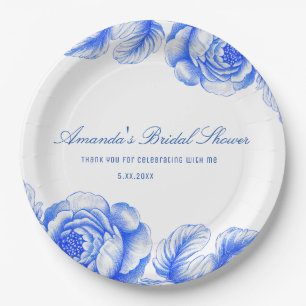 Blue and White Chinoiserie Bridal Shower  Paper Plate