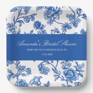 Blue and White Chinoiserie Bridal Shower  Paper Plate