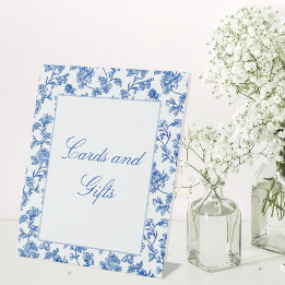 Blue and White Chinoiserie Bridal Shower  Pedestal Sign