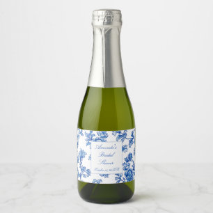 Blue and White Chinoiserie Bridal Shower Sparkling Wine Label