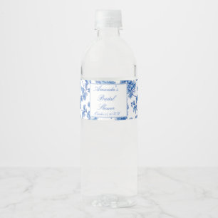 Blue and White Chinoiserie Bridal Shower  Water Bottle Label