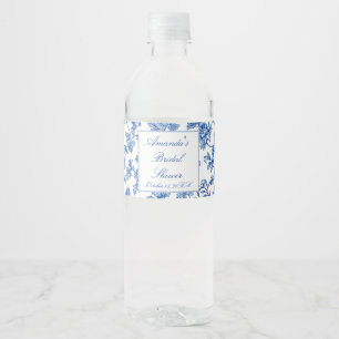 Blue and White Chinoiserie Bridal Shower  Water Bottle Label