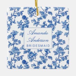 Blue and White Chinoiserie Bridesmaid Gift Ceramic Ornament