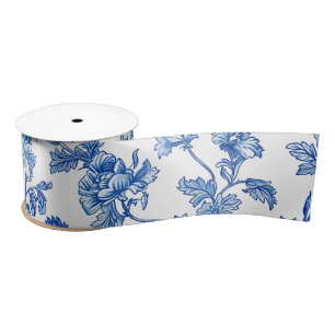 Blue and White Chinoiserie Bridesmaid Gift Satin Ribbon