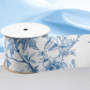 Blue and White Chinoiserie Bridesmaid Gift Satin Ribbon