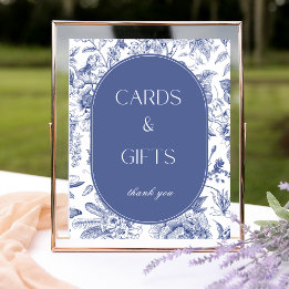 Blue and White Chinoiserie Cards and Gifts Sign