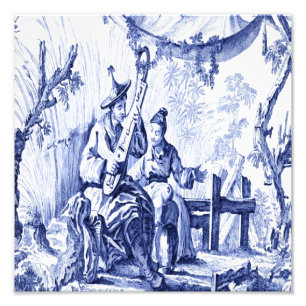 Blue and White Chinoiserie Chinese Oriental  Photo Print