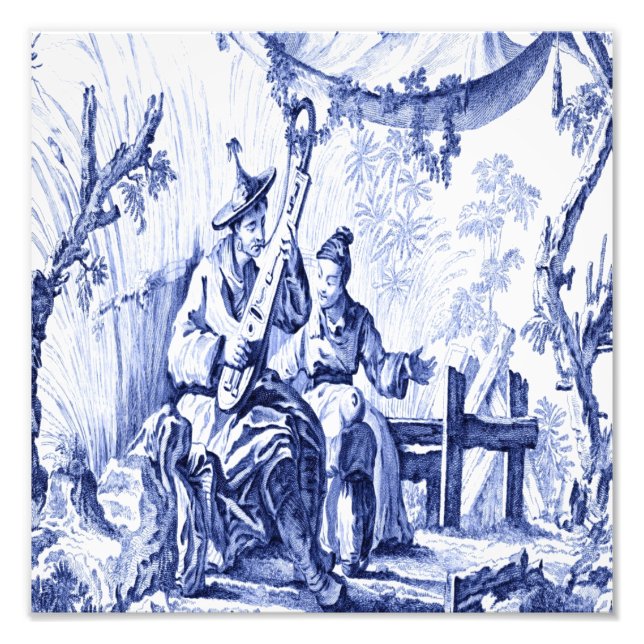Blue and White Chinoiserie Chinese Oriental  Photo Print (Front)