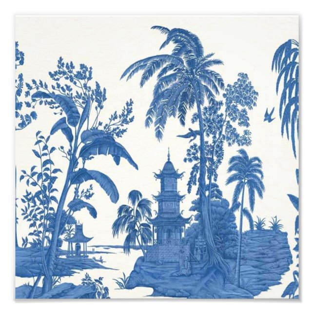 Blue and White Chinoiserie Chinese Oriental  Photo Print (Front)