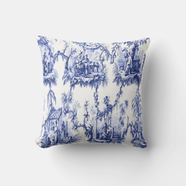Blue and White Chinoiserie  Cushion (Front)