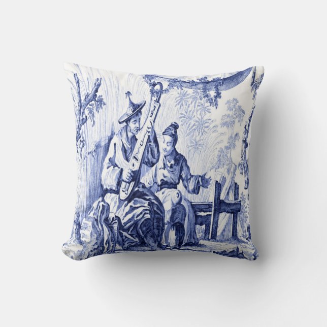 Blue and White Chinoiserie  Cushion (Front)