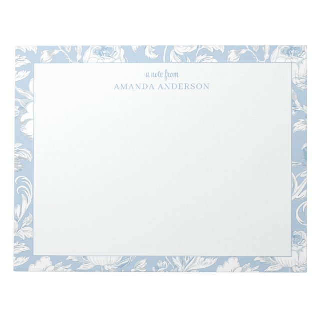 Blue and White Chinoiserie Custom Name Notepad (Front)
