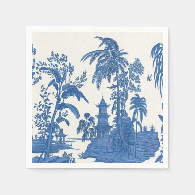 Blue and White Chinoiserie Decoupage Napkin (Front)