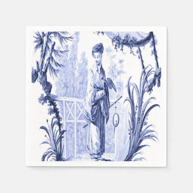 Blue and White Chinoiserie Decoupage Napkin (Front)