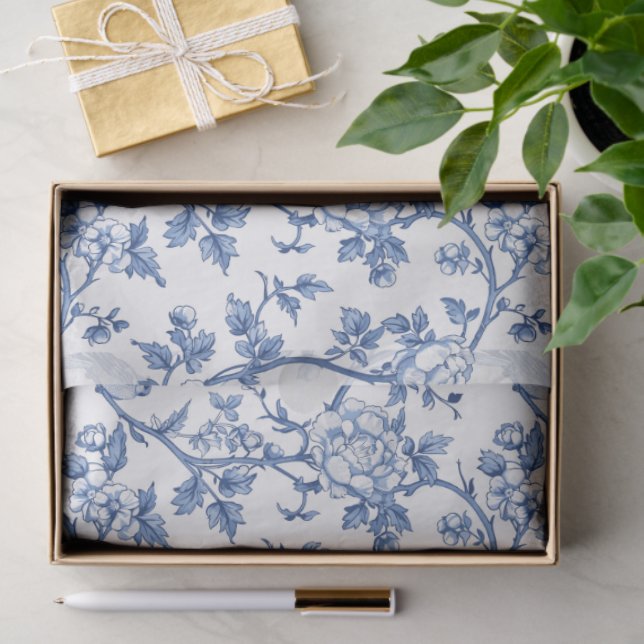 Blue and White Chinoiserie Decoupage Pattern Tissue Paper (Gift)