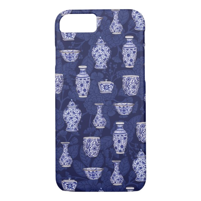 Blue and White Chinoiserie/ Delftware Pottery Case-Mate iPhone Case (Back)