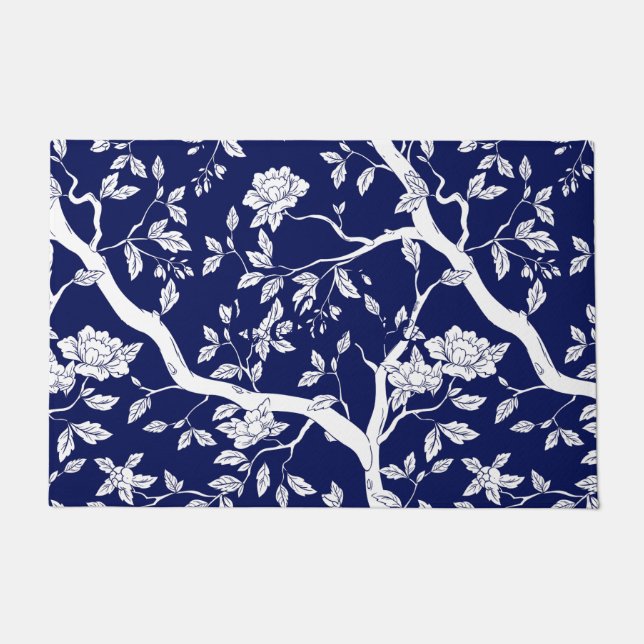 Blue and White Chinoiserie Door Mat (Front)