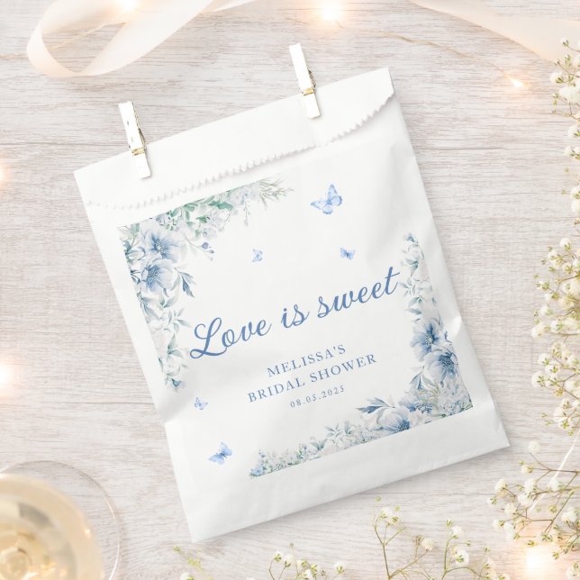 Blue and White Chinoiserie Elegant Bridal Shower Favour Bag (Clipped)