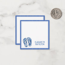 Blue and White Chinoiserie Flip Flops on Stripes