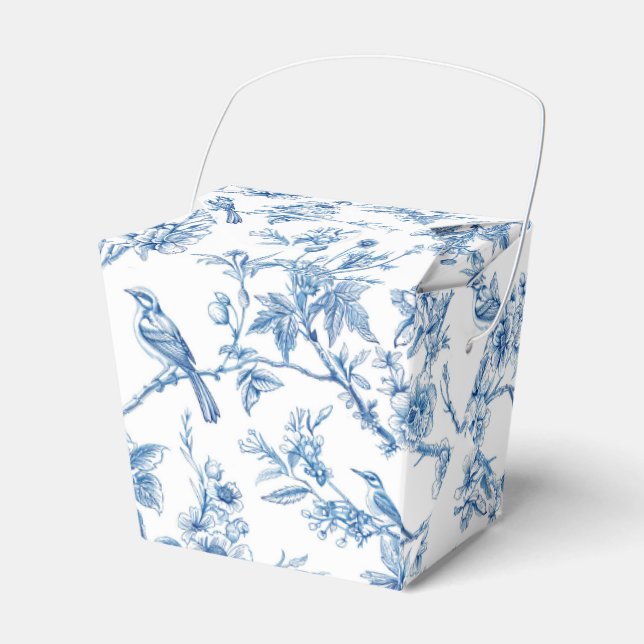 Blue and White Chinoiserie Floral Birds Favour Box (Front Side)