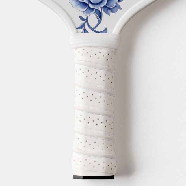 Blue and White Chinoiserie Floral Monogram Pickleb Pickleball Paddle (Handle)