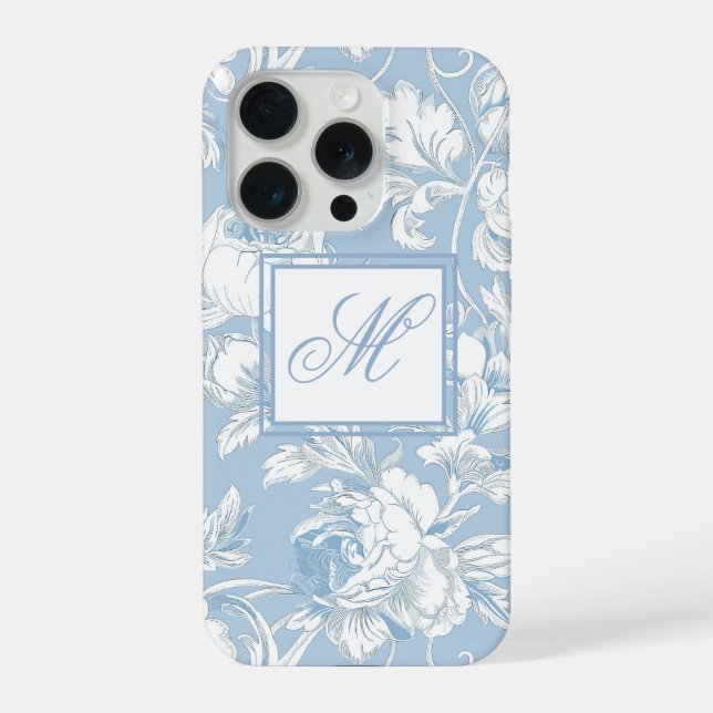 Blue and White Chinoiserie Monogram  iPhone Case (Back)