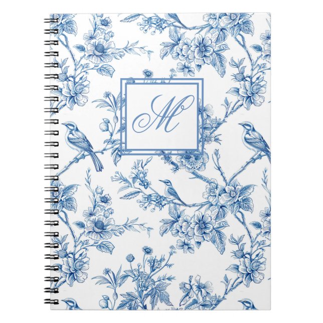 Blue and White Chinoiserie Monogram Notebook (Front)