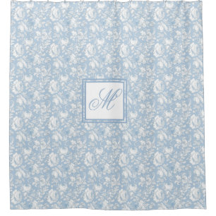 Blue and White Chinoiserie Monogram  Shower Curtain