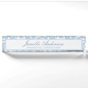 Blue and White Chinoiserie Pattern Nameplate