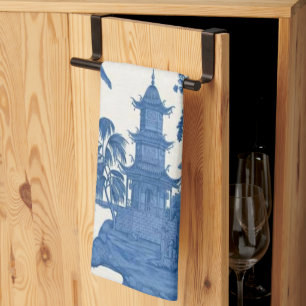 Blue and White Chinoiserie Tea Towel