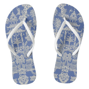 Blue and White Chinoiserie Thongs