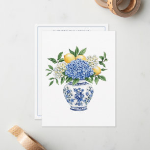 Blue and White Chinoiserie Vase With Hydrangeas Card