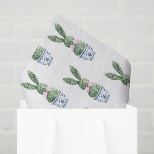 Blue and White Chinoiserie With Rabbit Topiary Tissue Paper (Gift Bag)