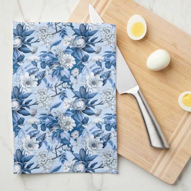 Blue and White Chinoserie Series Design 3 Tea Towel (Quarter Fold)