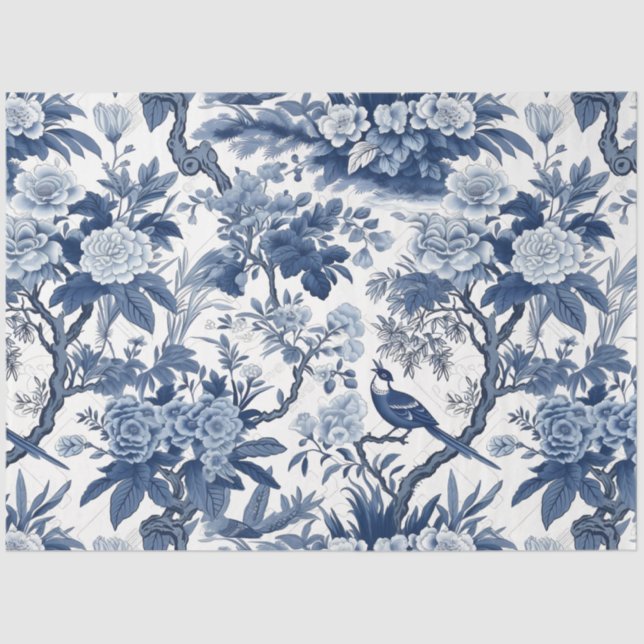 Blue and White Chinoserie Series Design 4 Tissue Paper (Front)