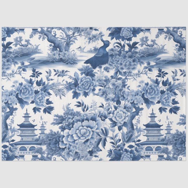 Blue and White Chinoserie Series Design 6 Tissue Paper (Front)