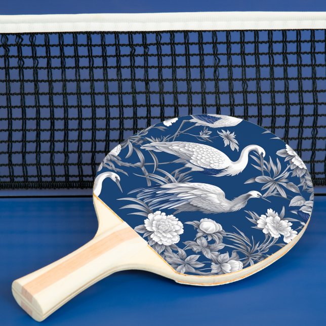 Blue and White Chinoserie Series Design 7 Ping Pong Paddle (Insitu)