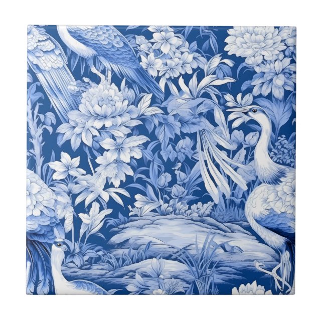 Blue and White Chinoserie Series Design 8 Ceramic Tile (Front)