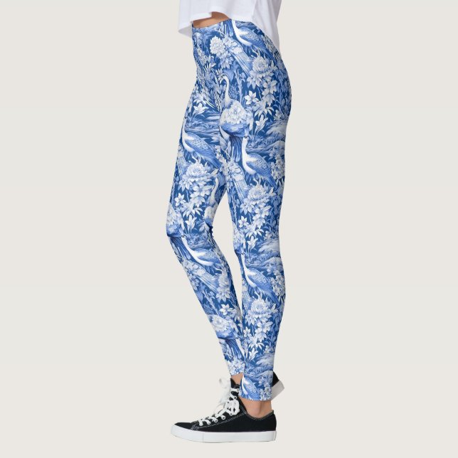 Blue and White Chinoserie Series Design 8 Leggings (Left)