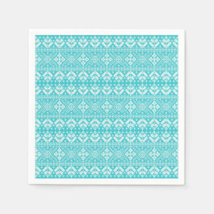 Blue and White Christmas Fair Isle Pattern Napkin