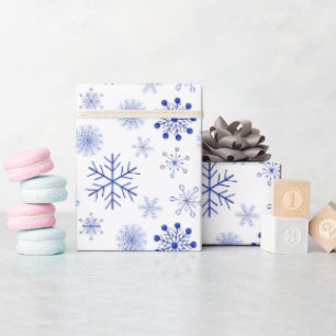 Blue and white christmas gift wrapping paper