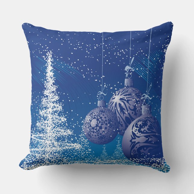 Blue And White Christmas Ornament & Christmas Tree Cushion (Front)